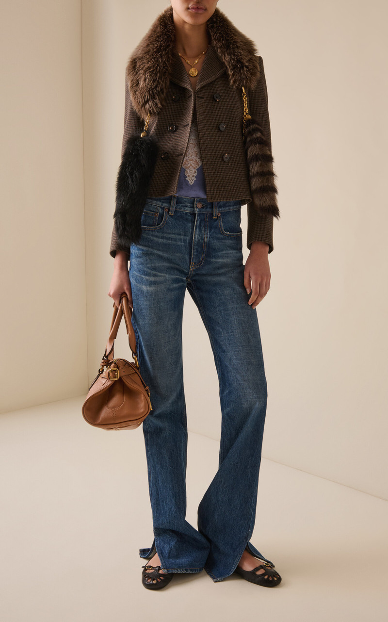 Chloé Wool Houndstooth Blazer brown outlook