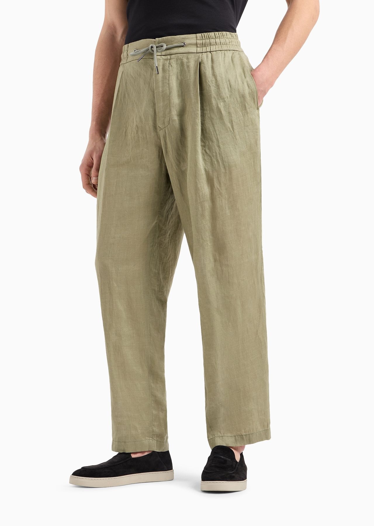 Single-pleat, linen-canvas trousers - 2