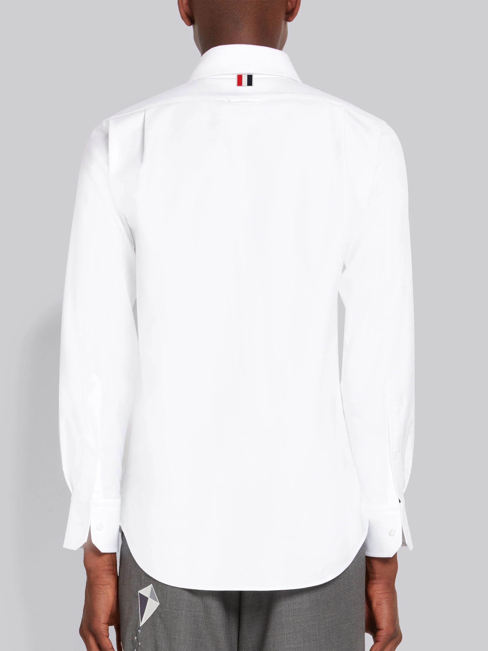 White Broderie Anglaise Sky Motif Pocket Straight Fit Shirt - 4