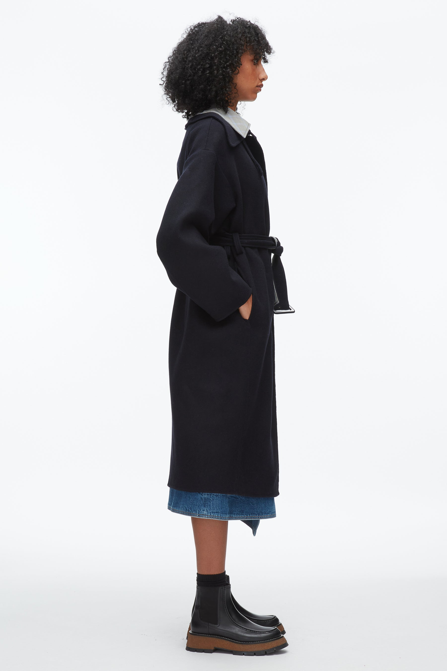 Double Face Wool Belted Coat - 3