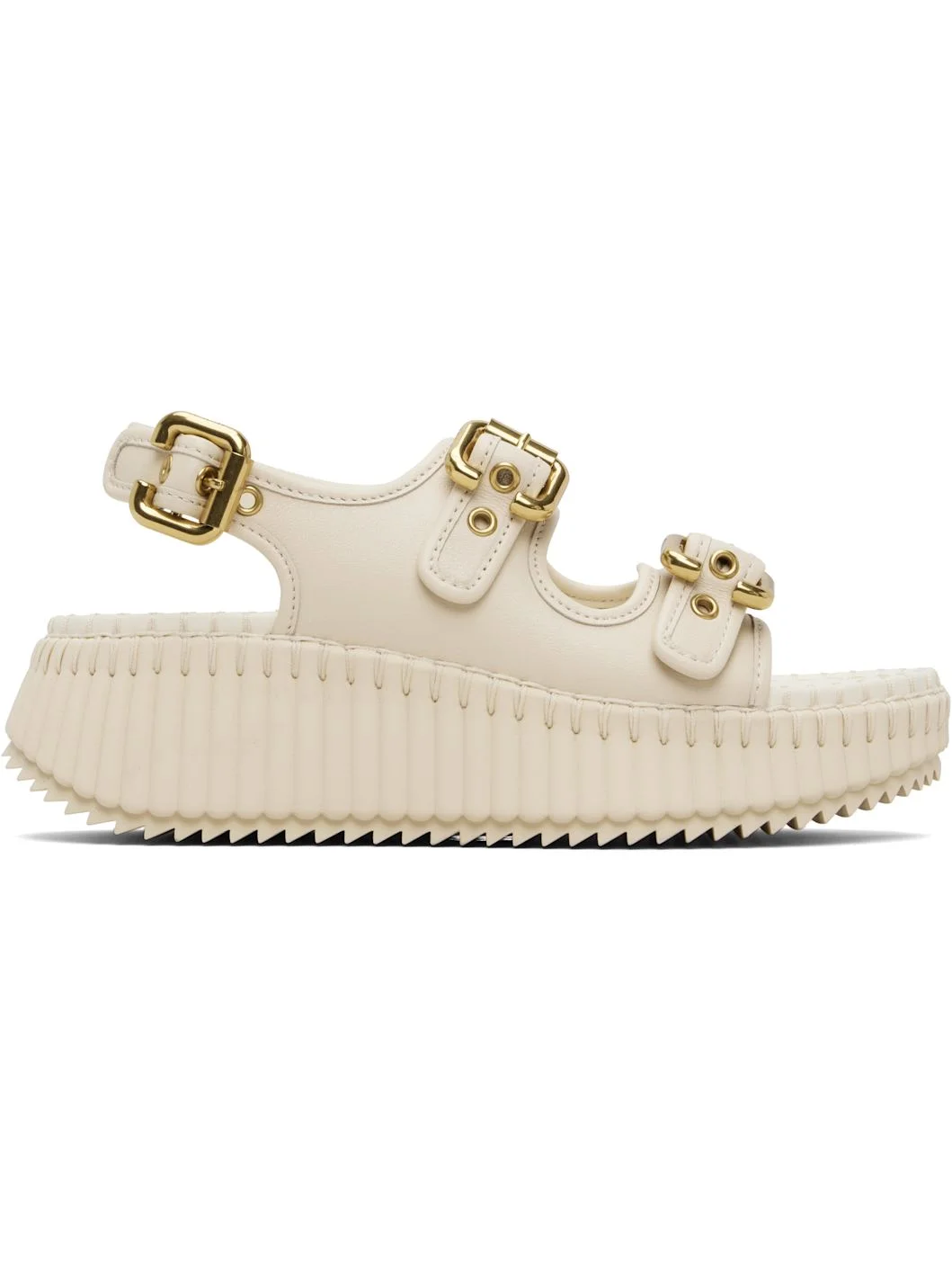 Beige Nama Wedge Sandals - 1