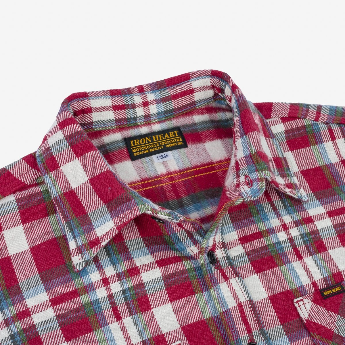 IHSH-371-RED Ultra Heavy Flannel Crazy Check Work Shirt - Red - 7