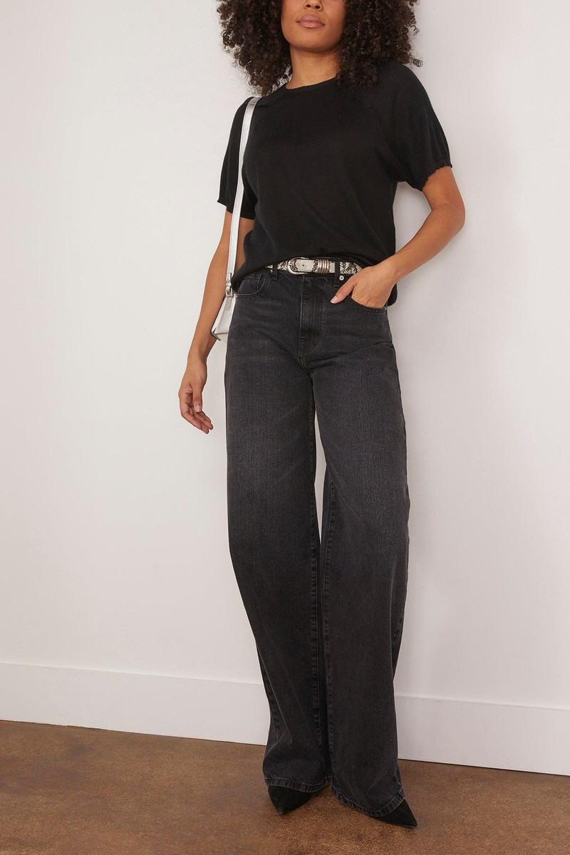BRANDON MAXWELL The Lee Classic Cashmere Tee in Black outlook