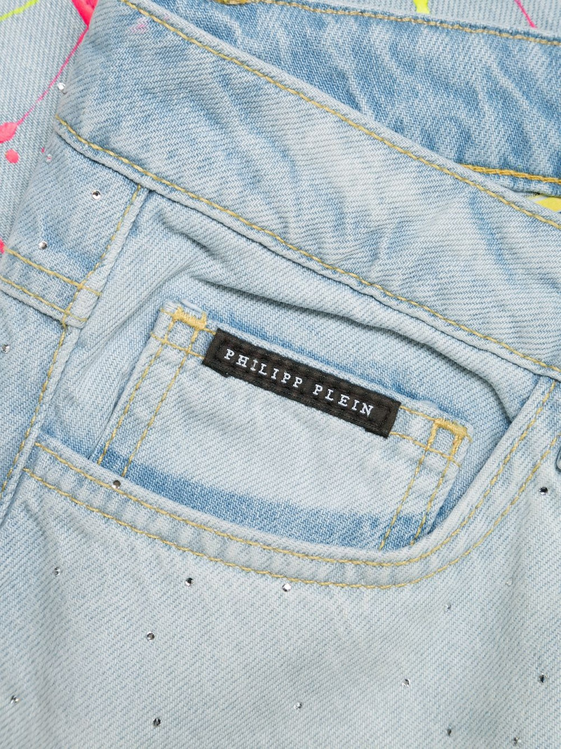 high-rise cropped paint print jeans 6