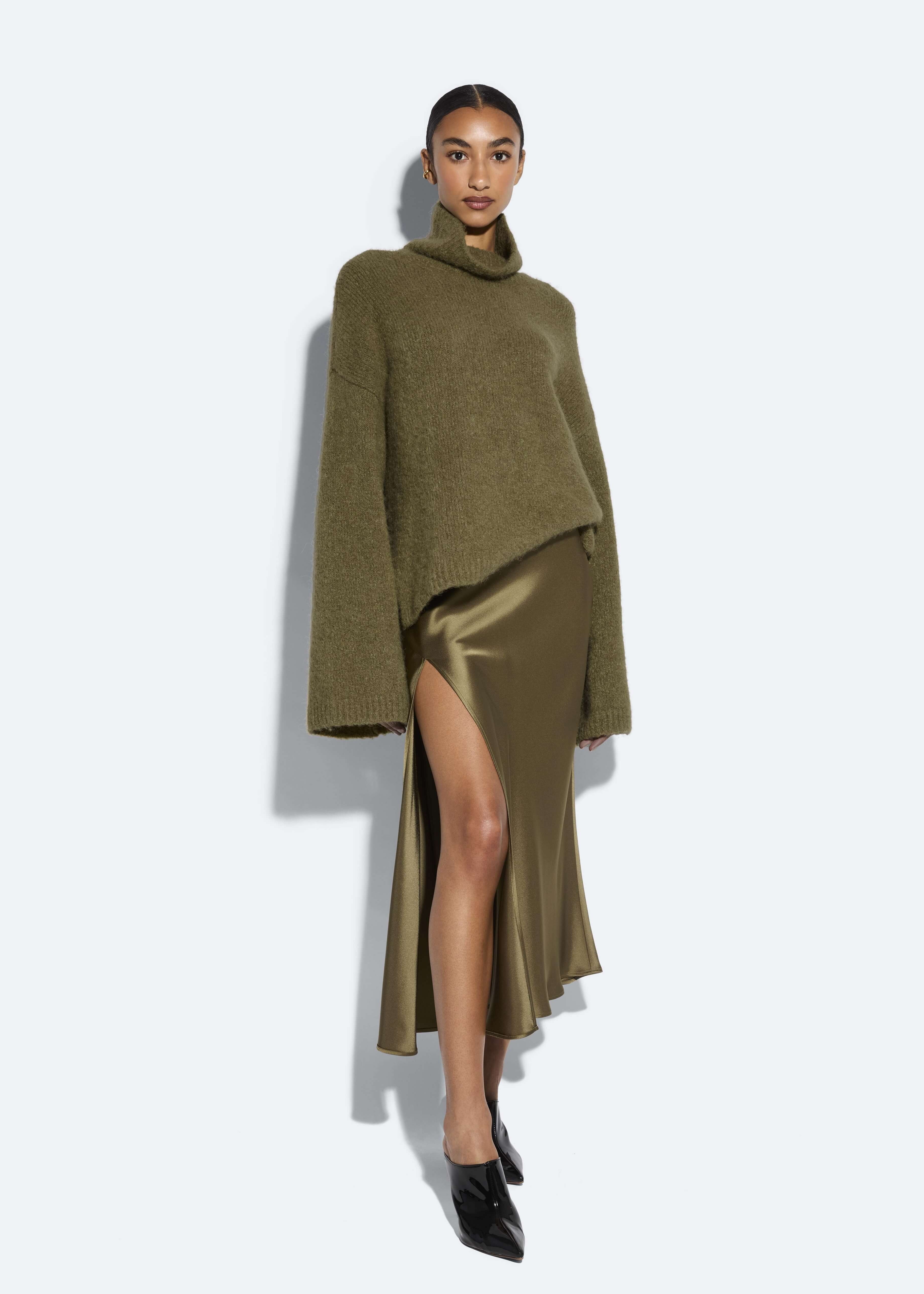 Satin Bias Midi Skirt - 2