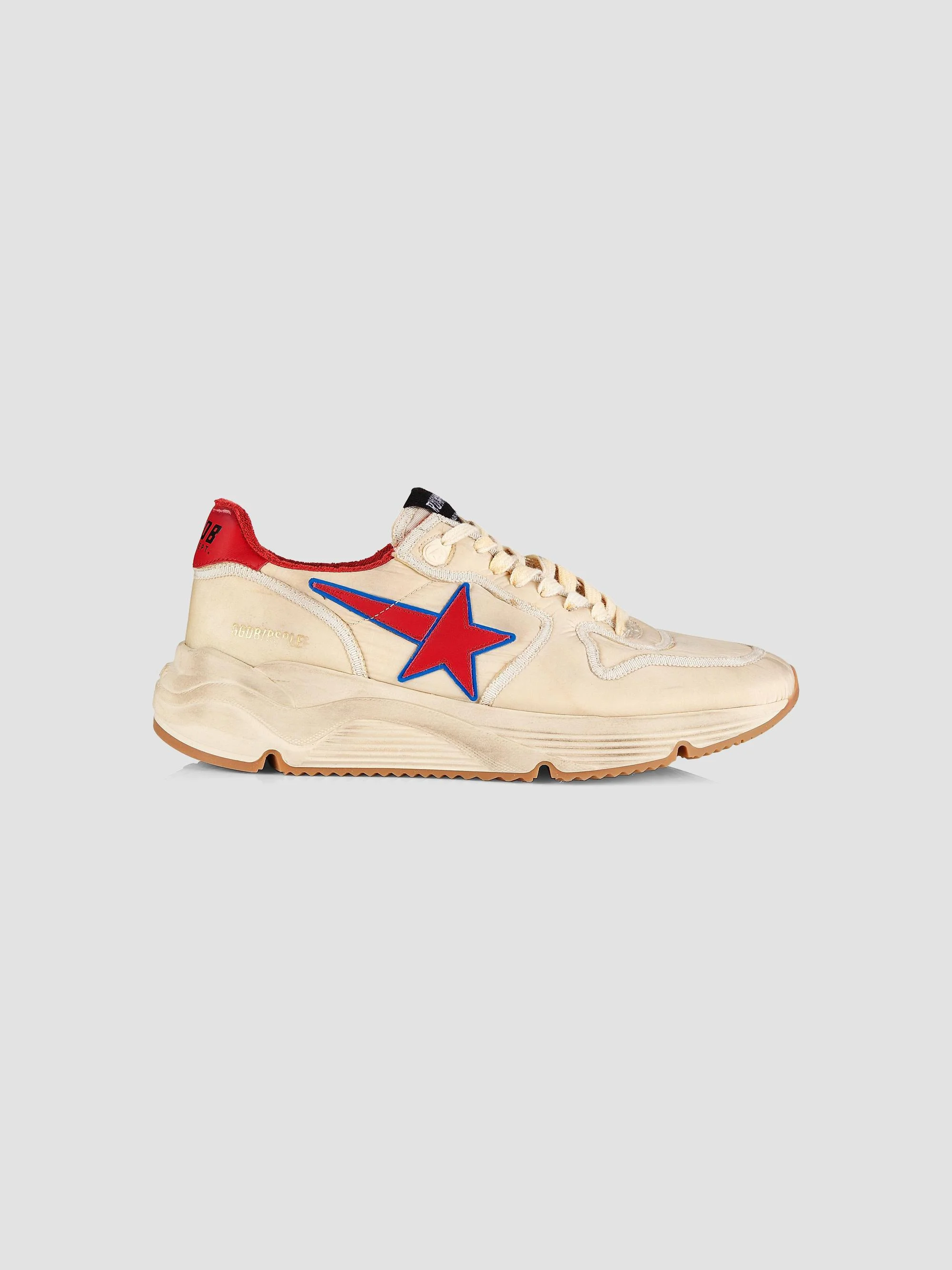 Men's Running Sole Nylon Sneakers - Beige Red - 1