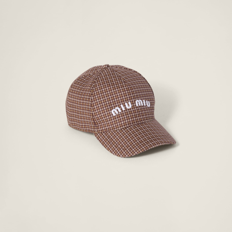 Houndstooth check wool baseball cap 1
