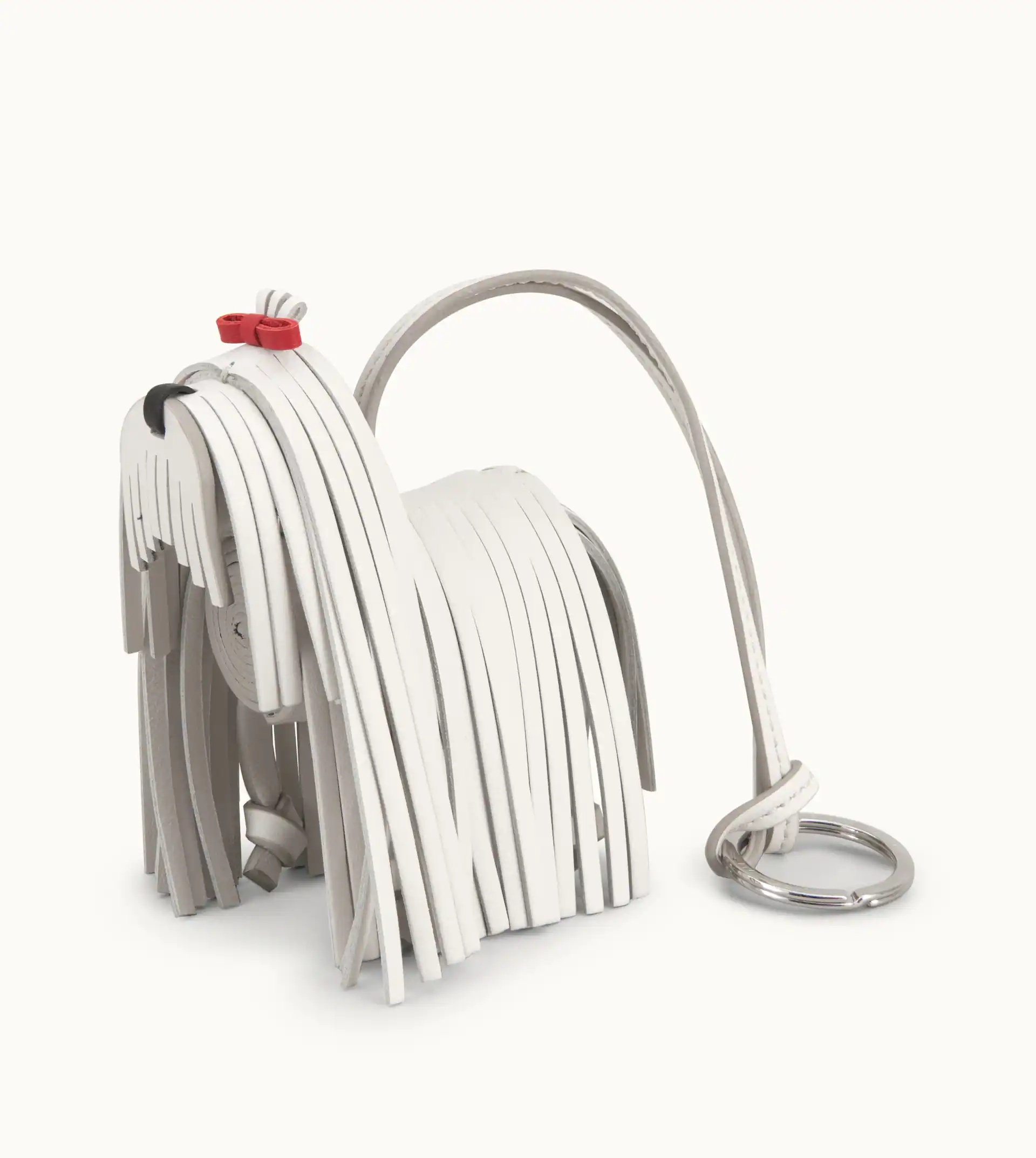 KEY HOLDER IN LEATHER - OFF WHITE, RED - 2