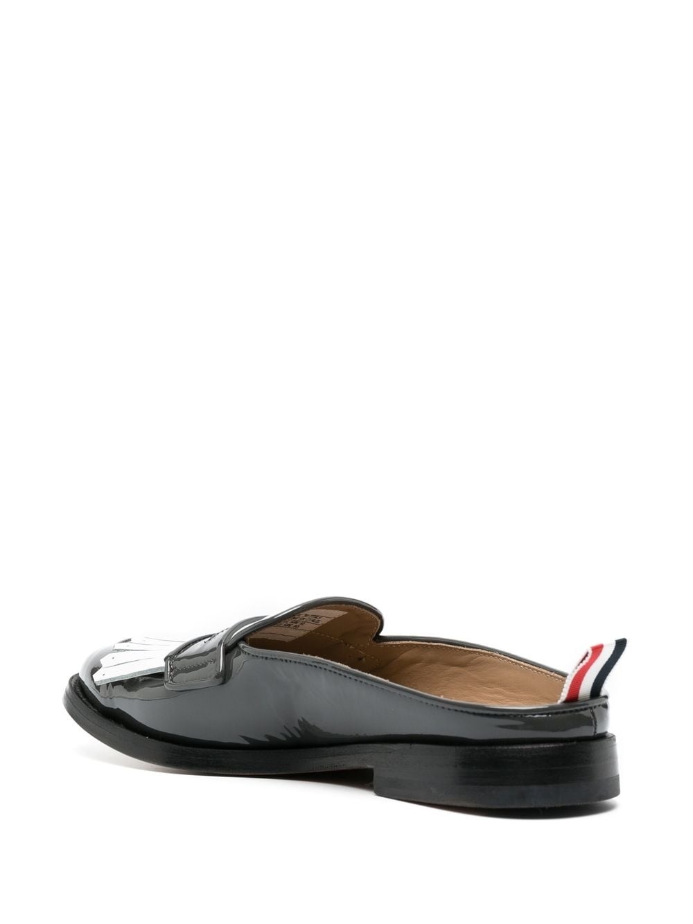 fringe-detail patent-leather mule loafers - 3