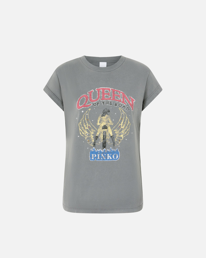 QUEEN OF THE ROAD BIKER PRINT T-SHIRT - 1