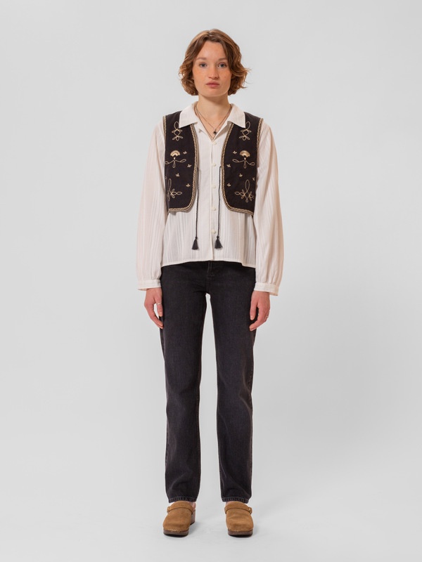 Vera Embroidered Vest Black - 1