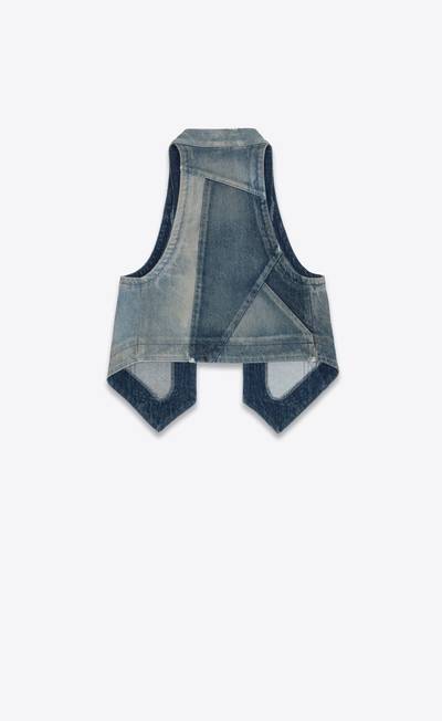 SAINT LAURENT vest in 70's blue trash patchwork denim outlook