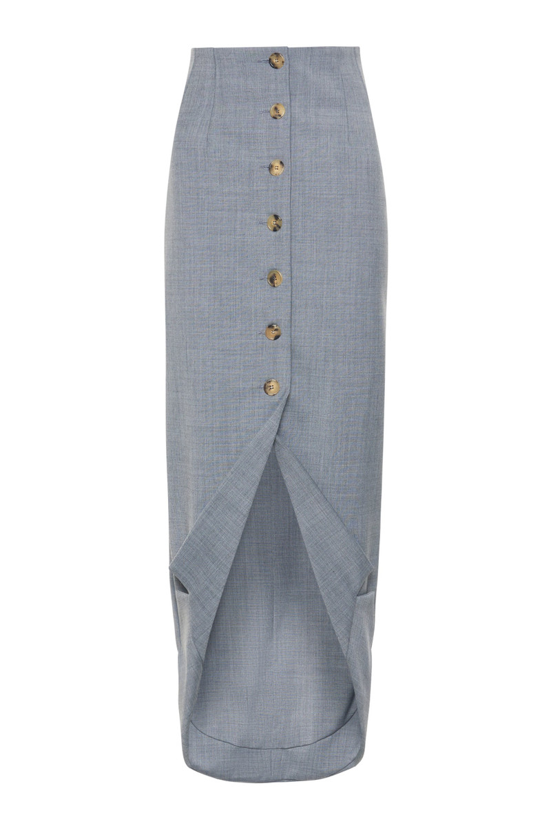 TAILORED SKIRT WITH JACKET COLLAR AT HEM GREY MELANGE 9