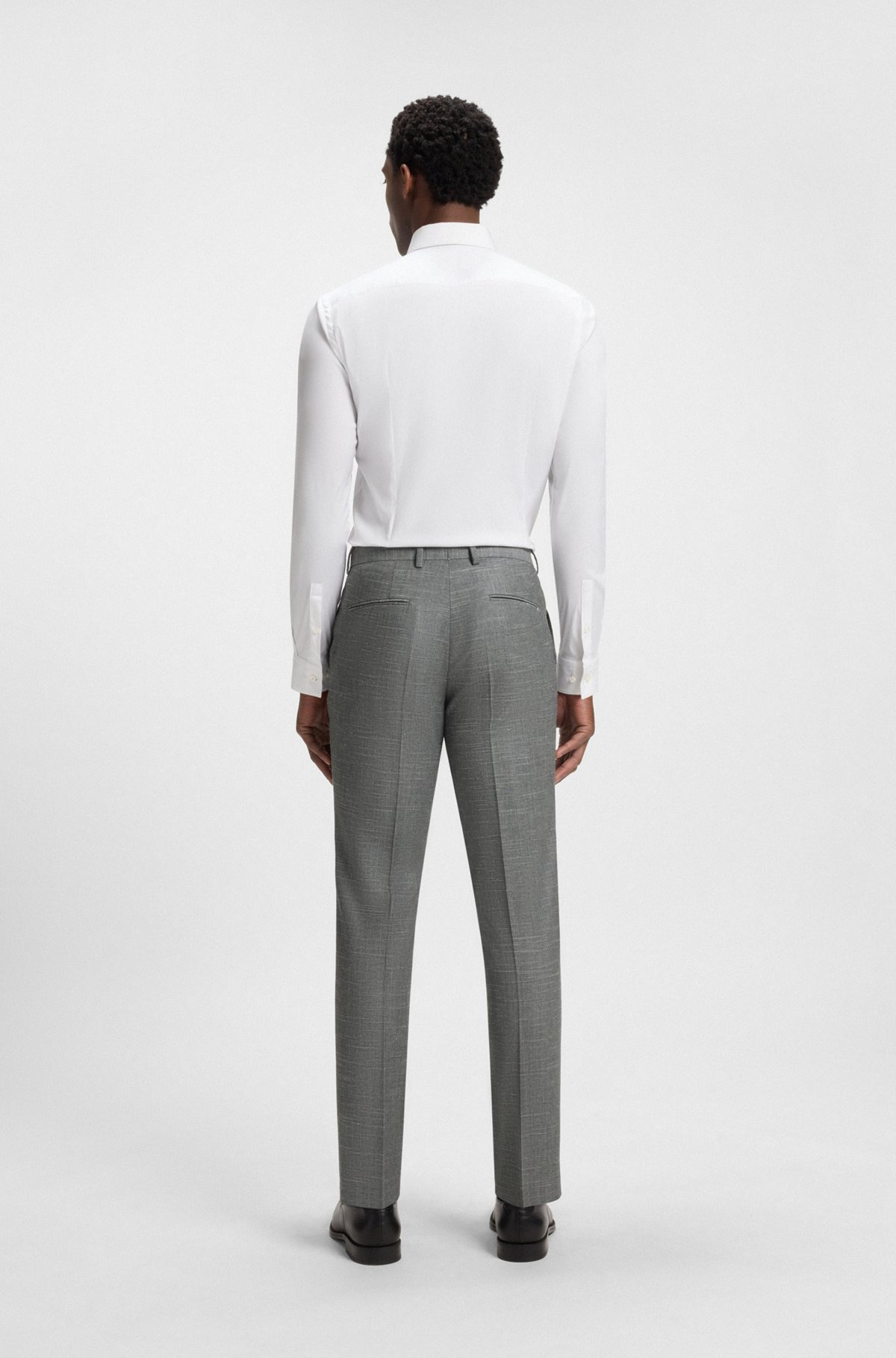 SLIM-FIT TROUSERS IN PATTERNED WOOL - 4
