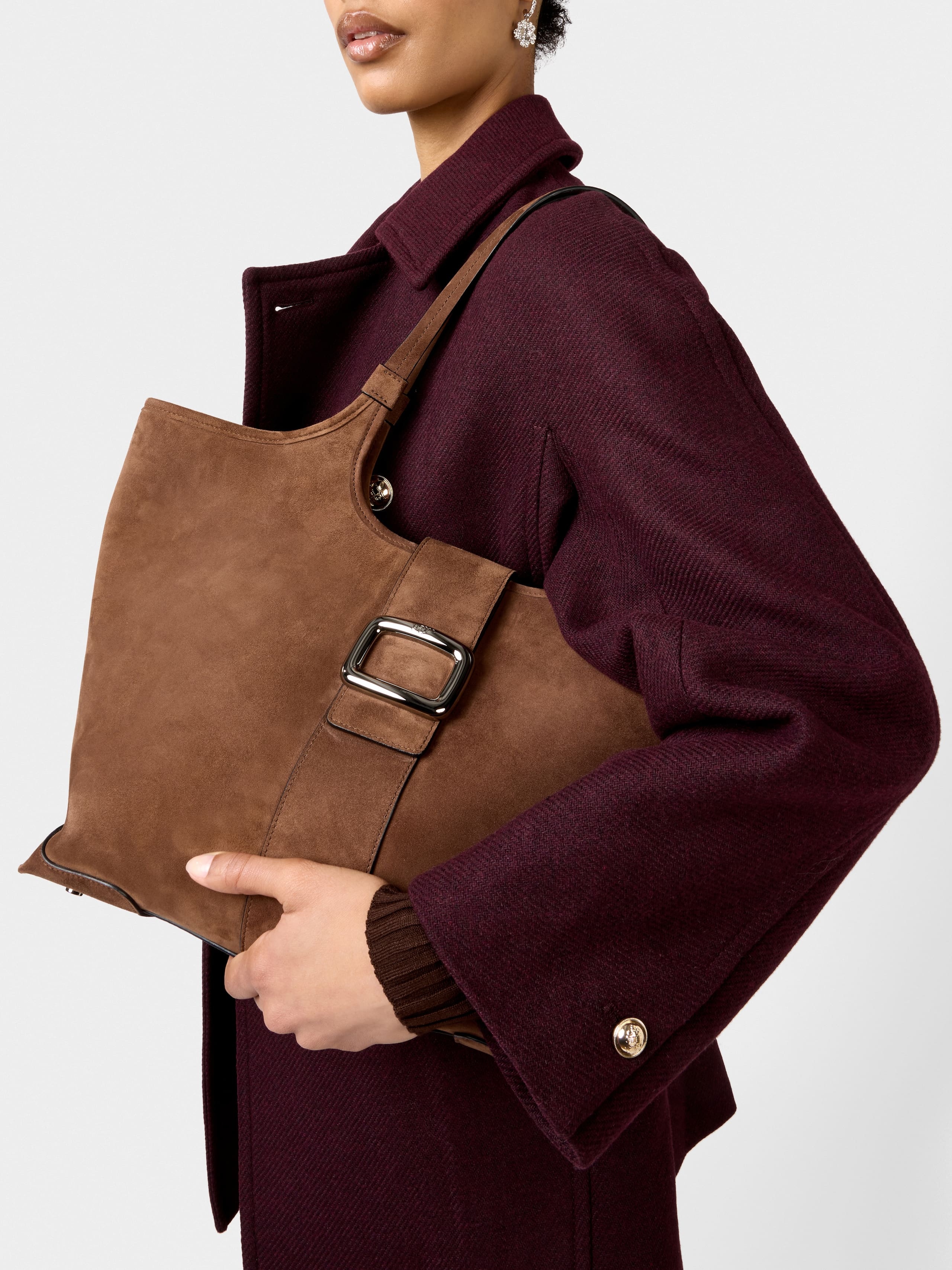 Viv' Choc Medium Shopping Bag in suede - 11