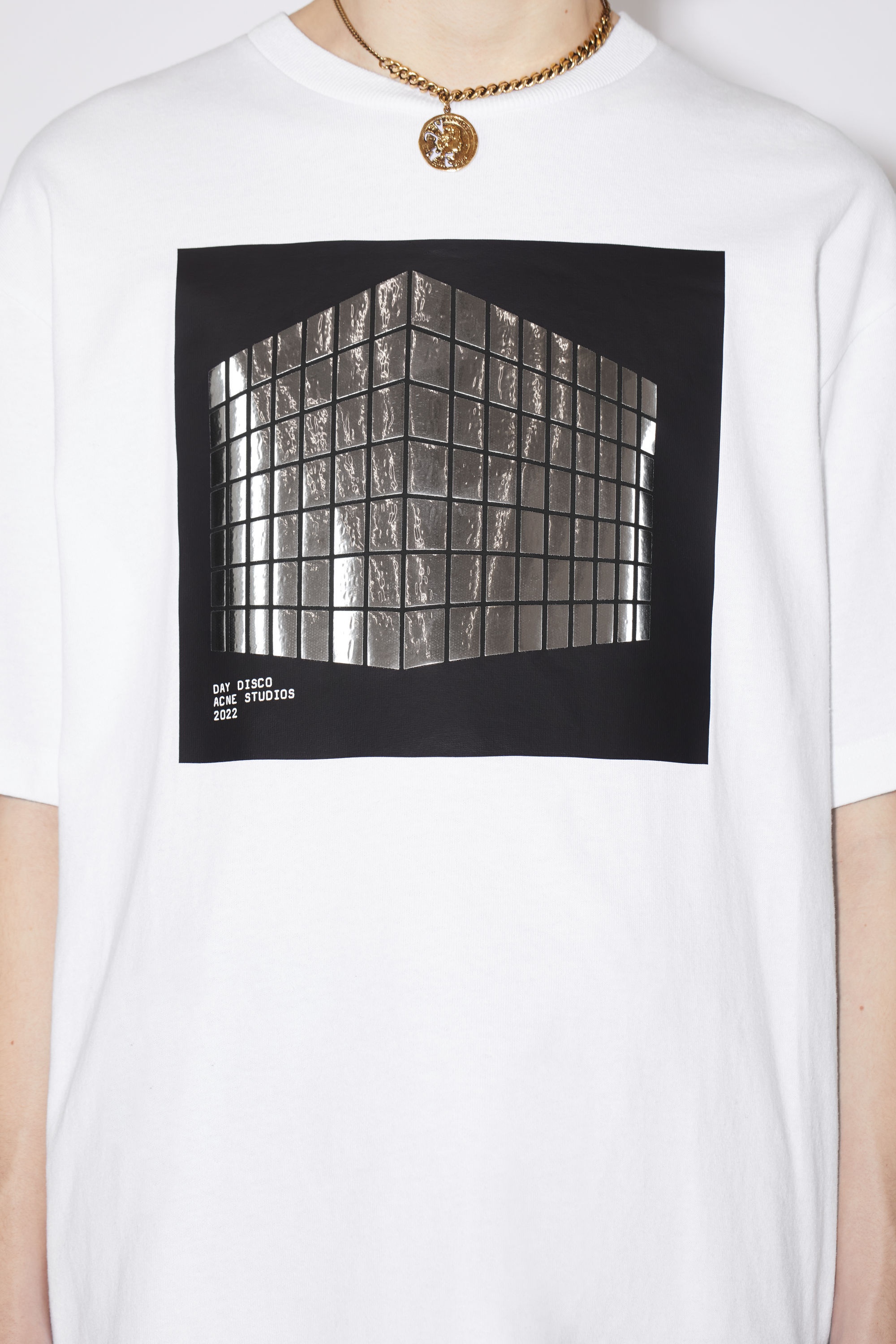 Square disco print t-shirt - Optic White - 4