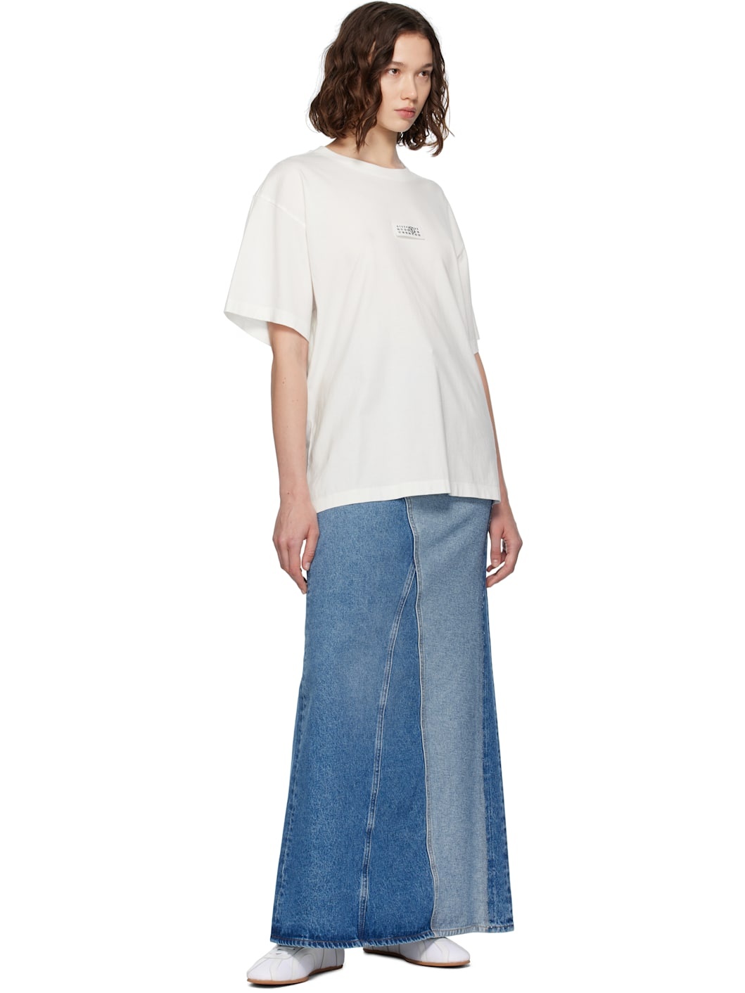 Blue Faded Denim Maxi Skirt - 4