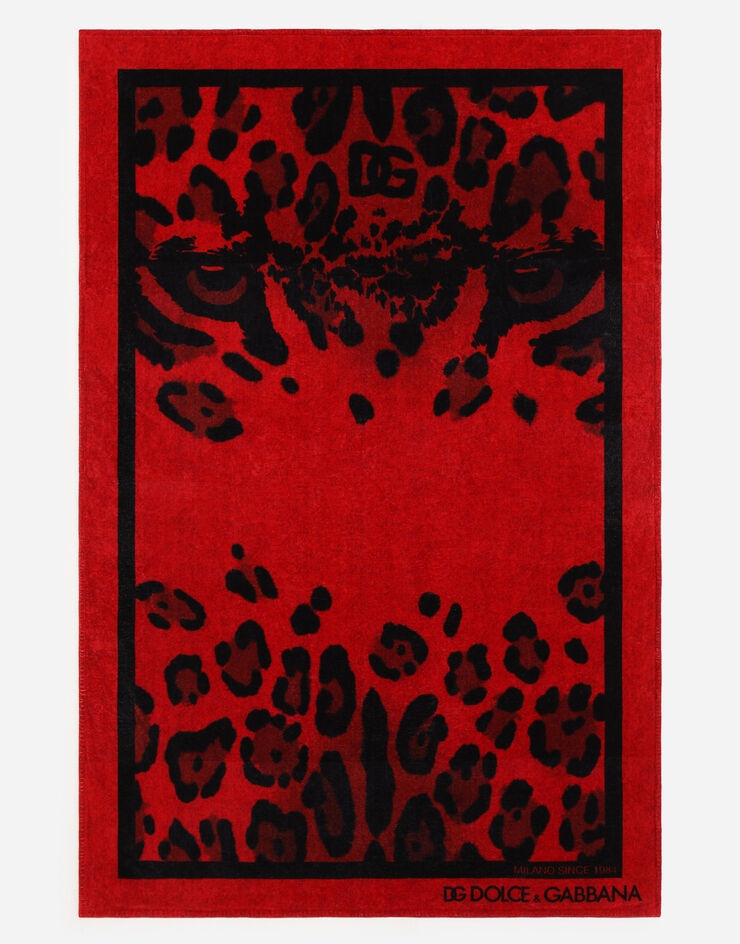 Cotton beach towel with leopard print - 1