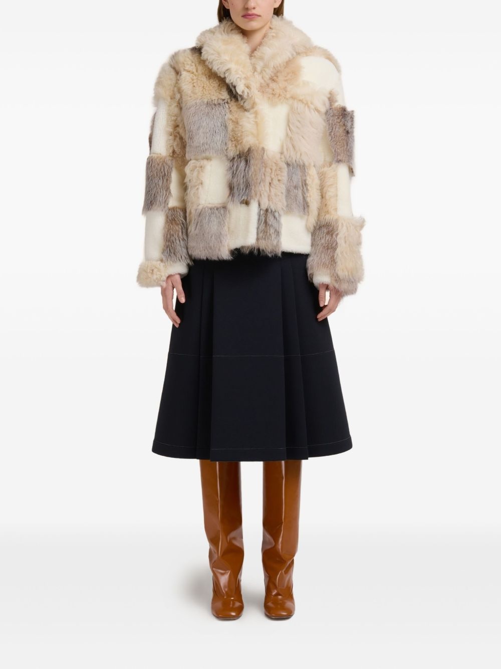 patchwork fur jacket - 2
