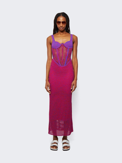 Dion Lee Marled Double Cup Corset Dress Fuchsia outlook