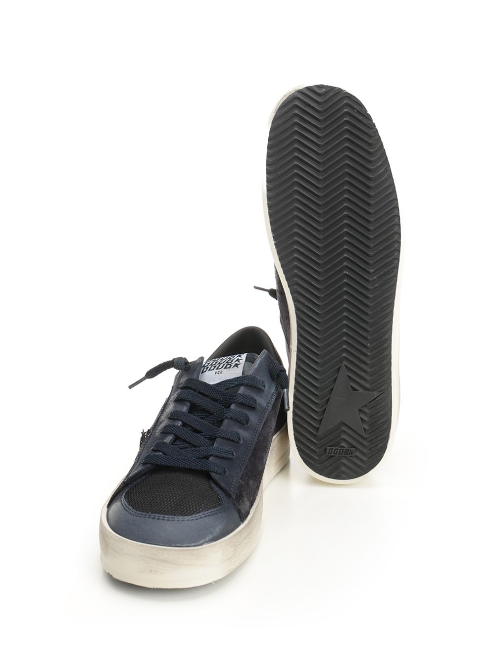 Stardan Suede Leather And Mesh Upper Leather Toe Tongue Heel And Star Sneakers Blue - 5