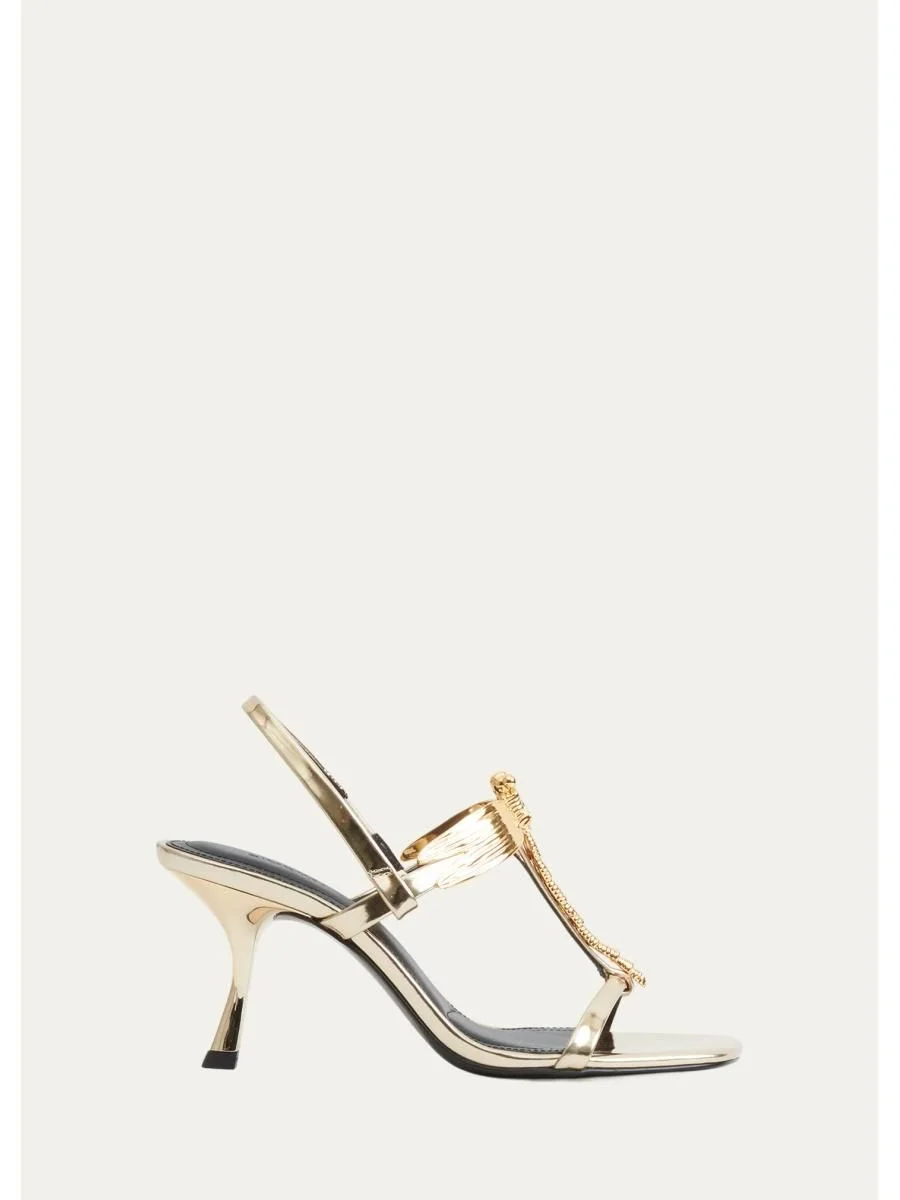 75mm Lula Dragonfly Metallic Leather Sandals - 1