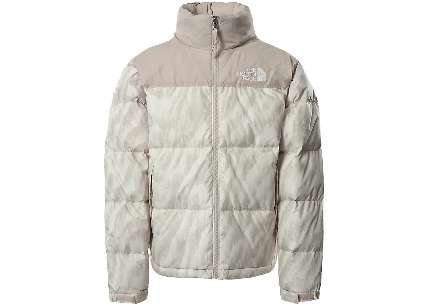 The North Face 1996 Printed Retro Nuptse 700 Fill Packable Jacket Silver Grey Wooden Tiger Print - 1