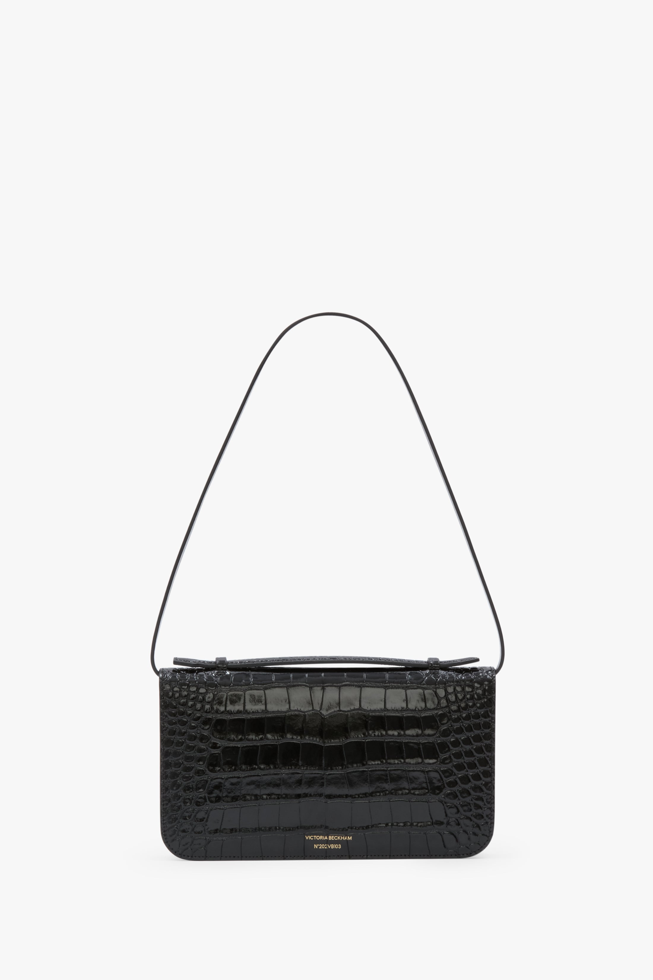 Dorian Pochette In Black Croc Embossed Leather - 4