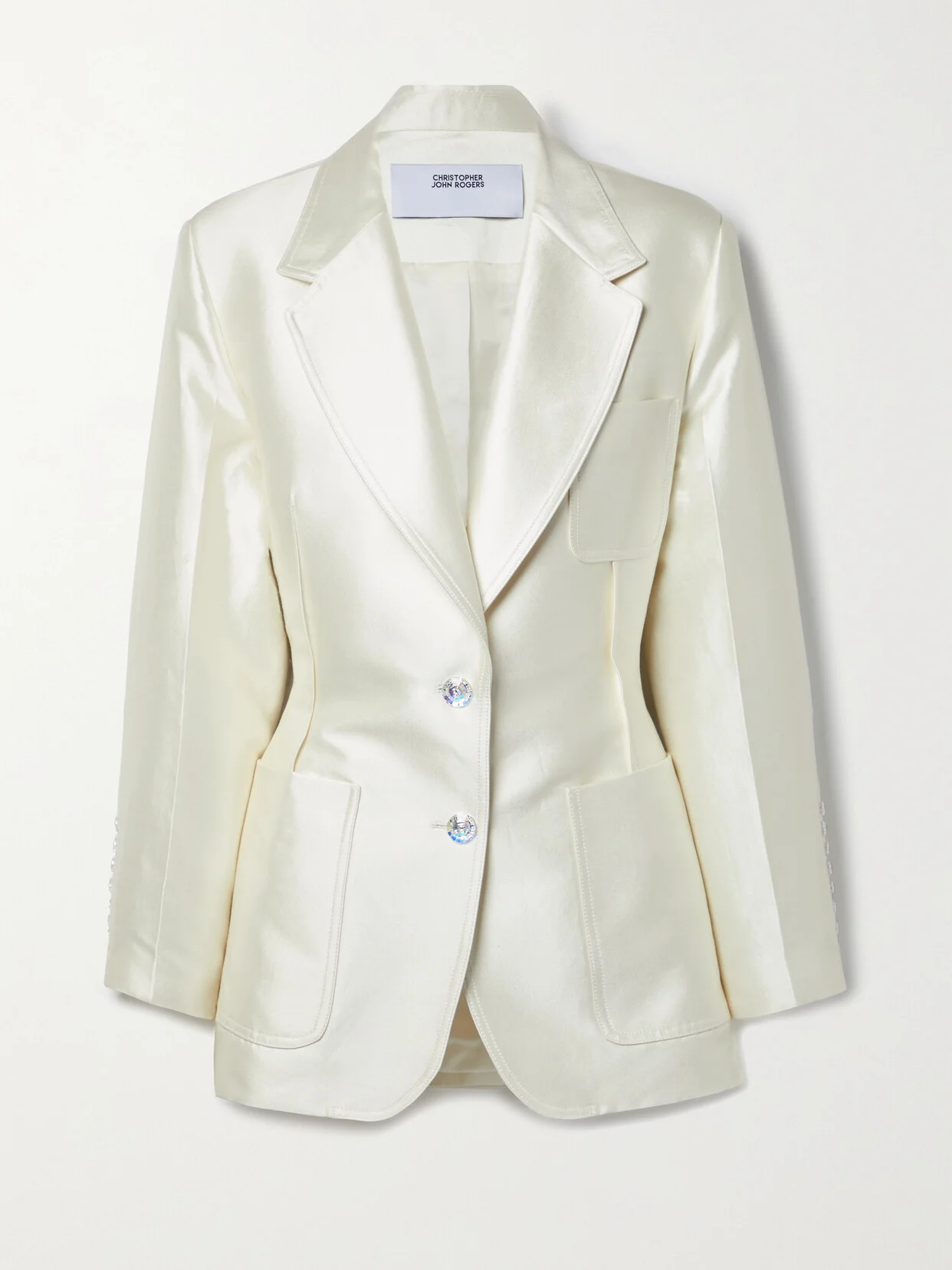 Ruched Cotton And Silk-blend Satin Blazer - 1