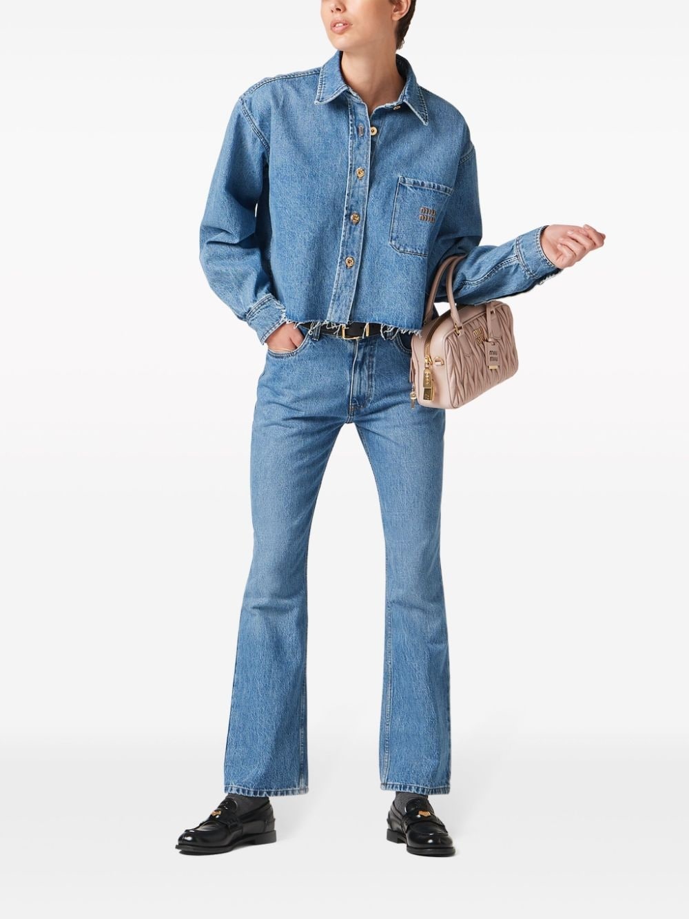 logo-embroidered flared jeans - 2