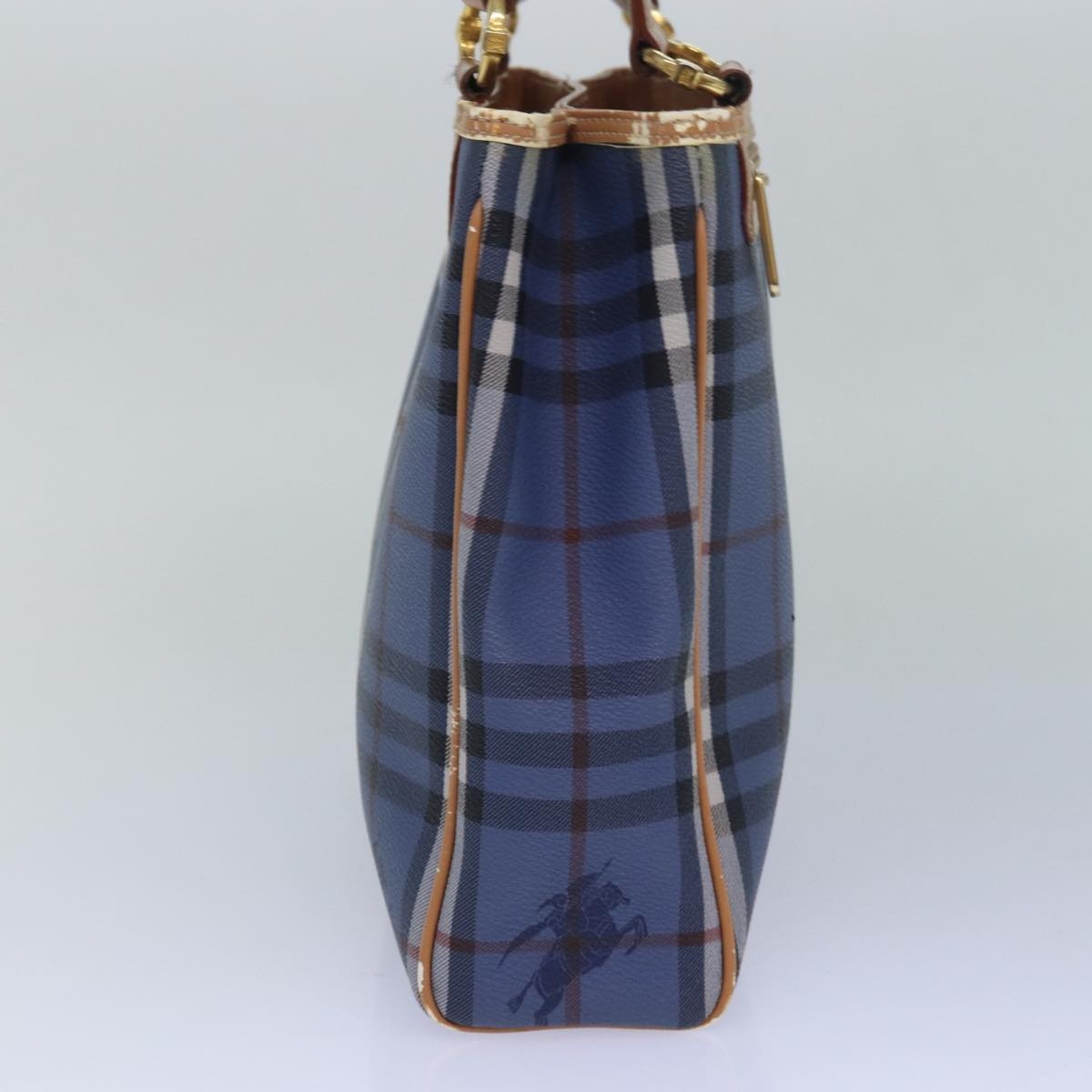 Burberry Nova Check Tote Bag Pvc Leather Blue - 4