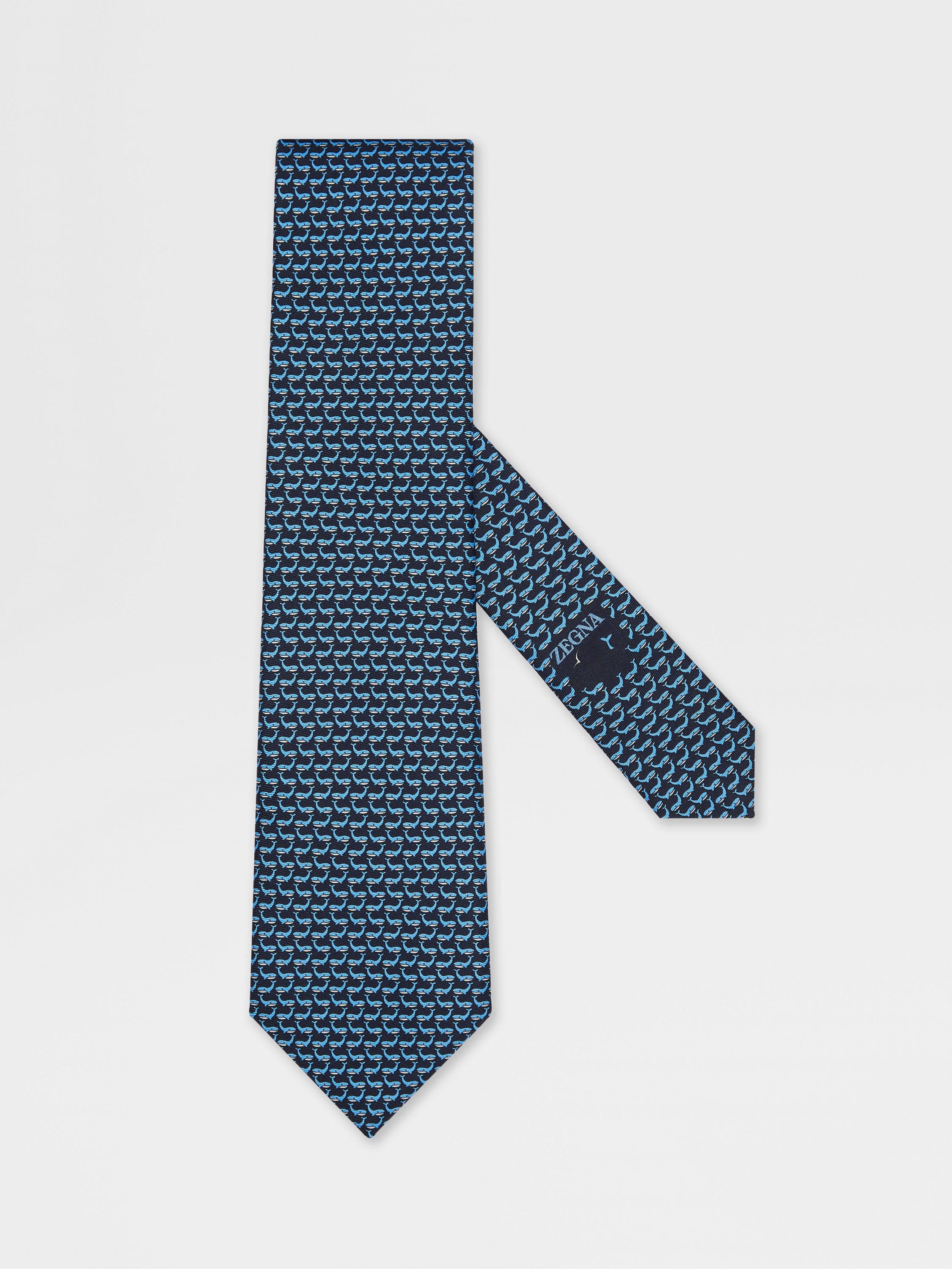 DARK BLUE SILK TIE - 1