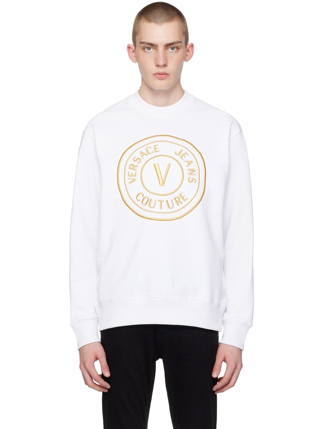 White V-Emblem Sweatshirt - 1