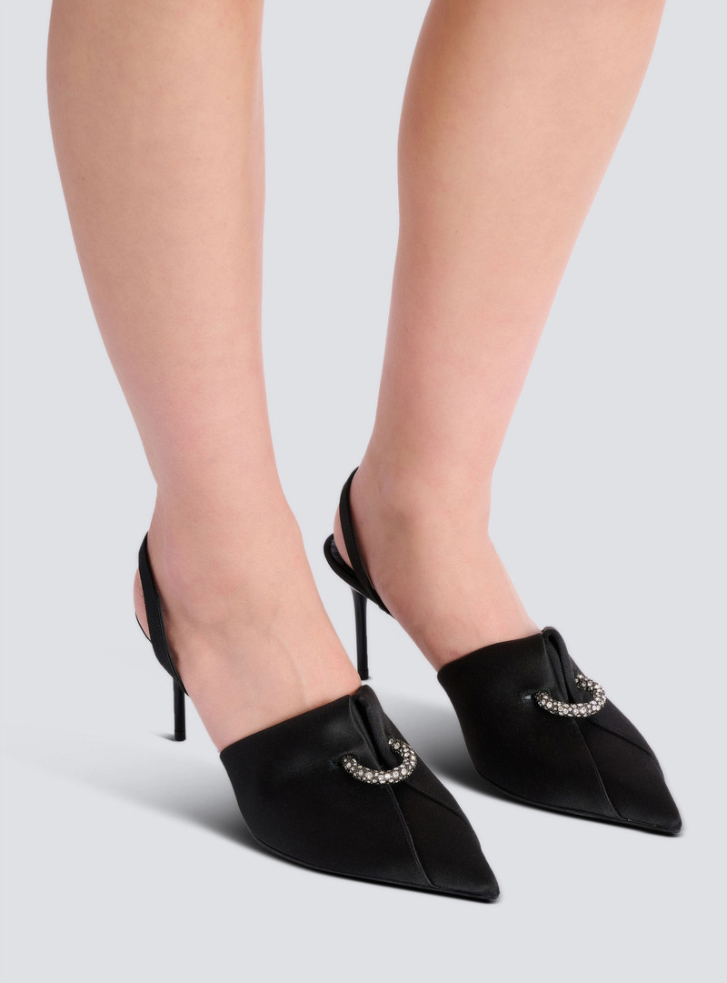 Balmain Satin slingbacks with piercing outlook