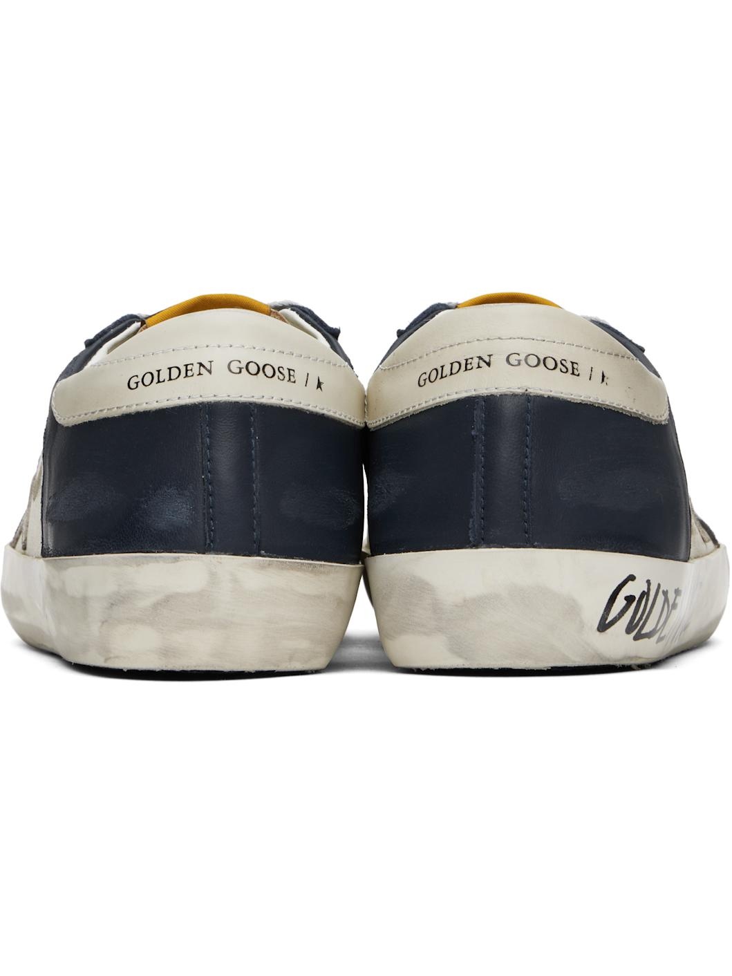 White & Navy Super-Star Sneakers - 2
