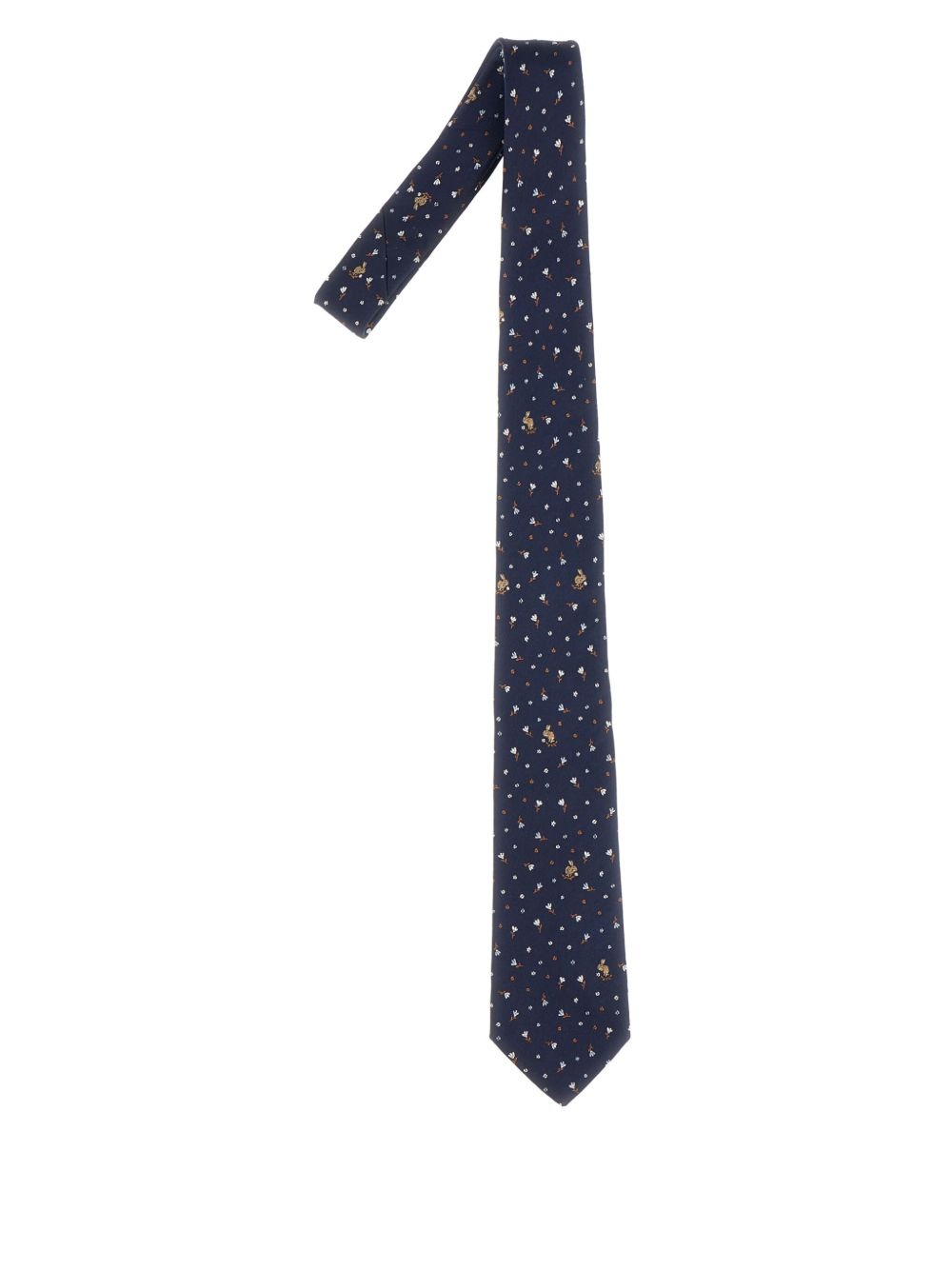 floral-embroidered silk tie - 1
