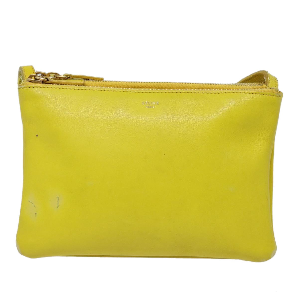 CELINE Trio Large Shoulder Bag Leather Yellow Gold - 13