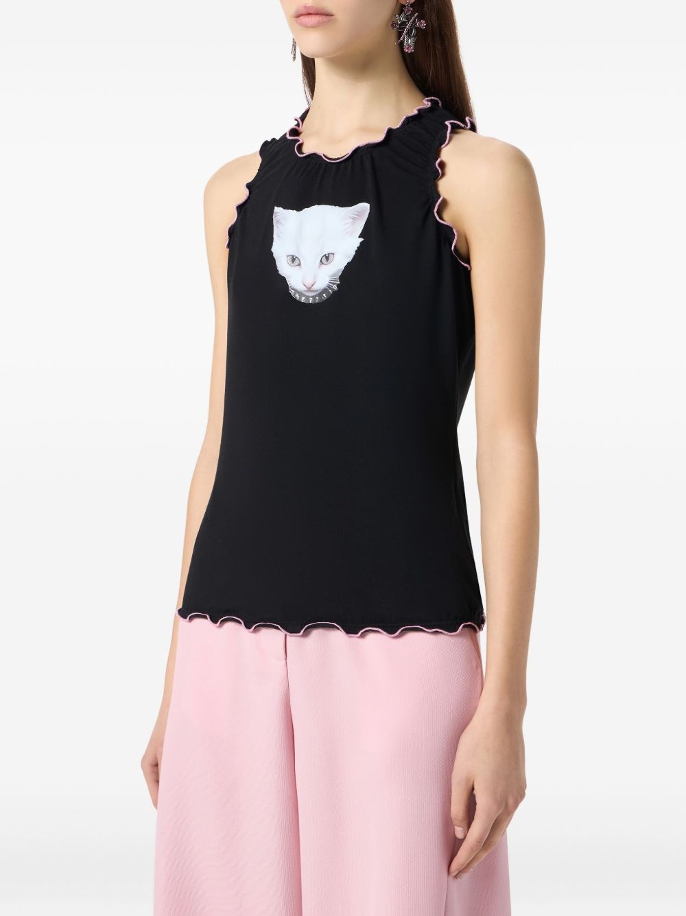 scalloped-edge sleeveless top - 4