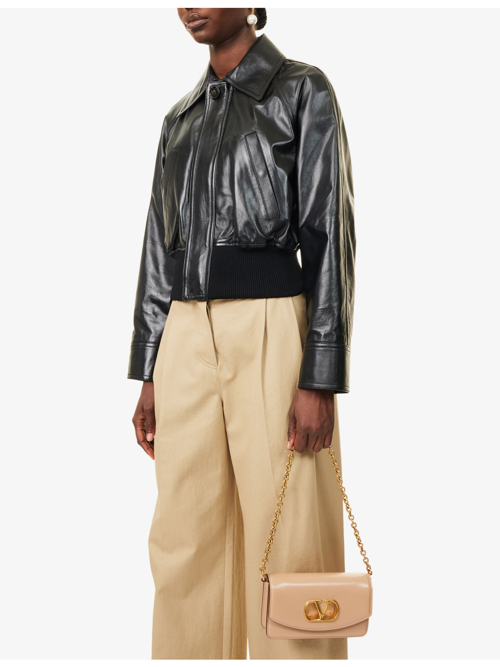 VLogo Leather Clutch bag - 3