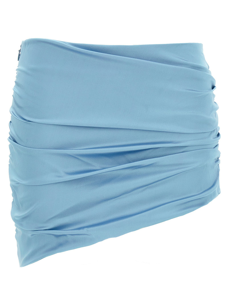 Alessandra Rich Draped Silk Skirt — Blue 1