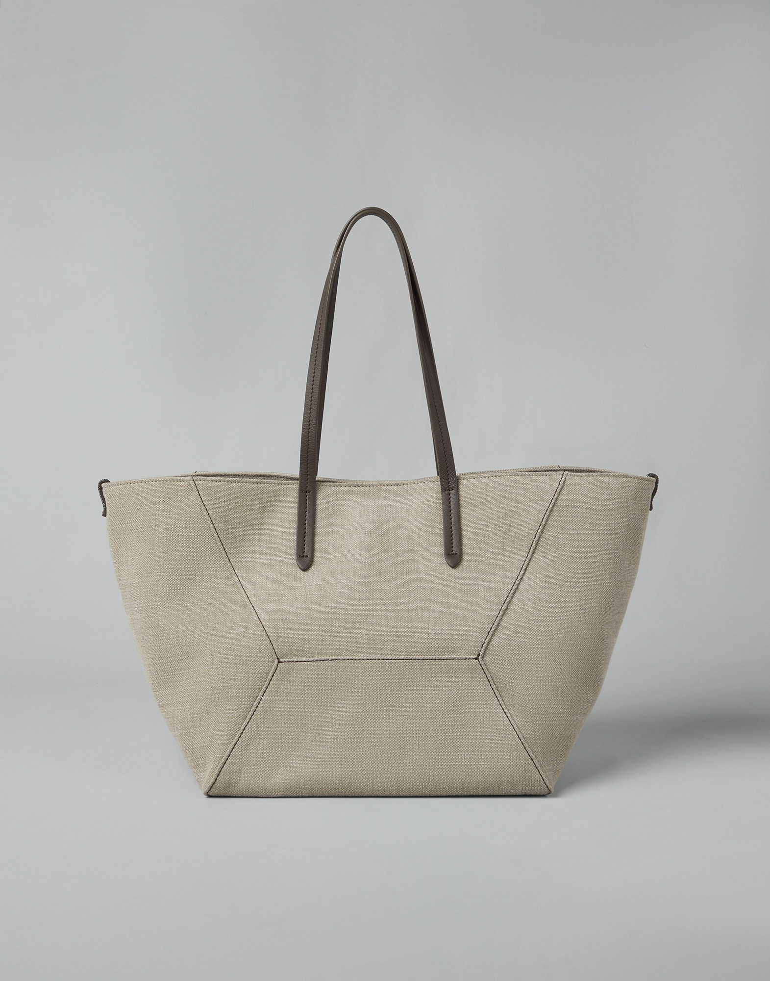 Cotton and linen canvas shopper bag with monili - 2