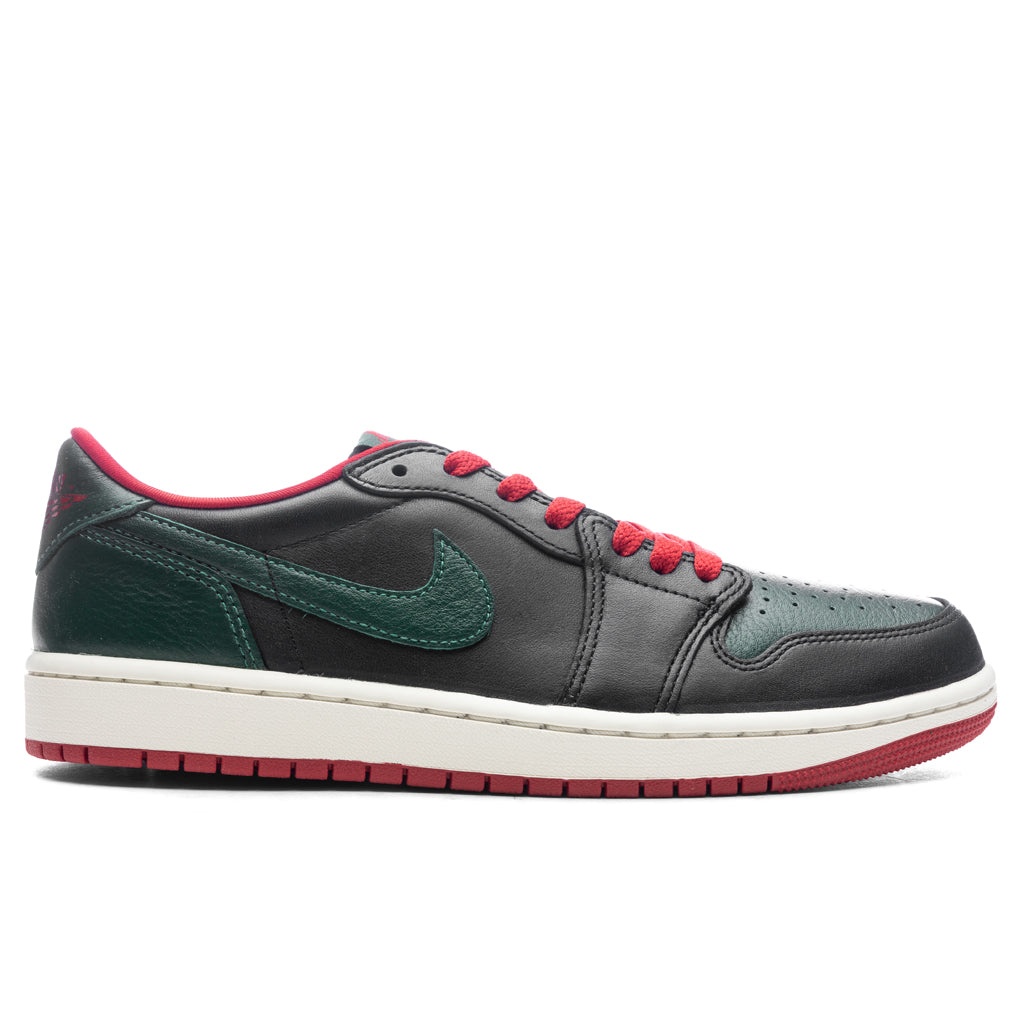 AIR JORDAN 1 LOW OG WOMEN'S - BLACK/GORGE GREEN/VARSITY RED - 1