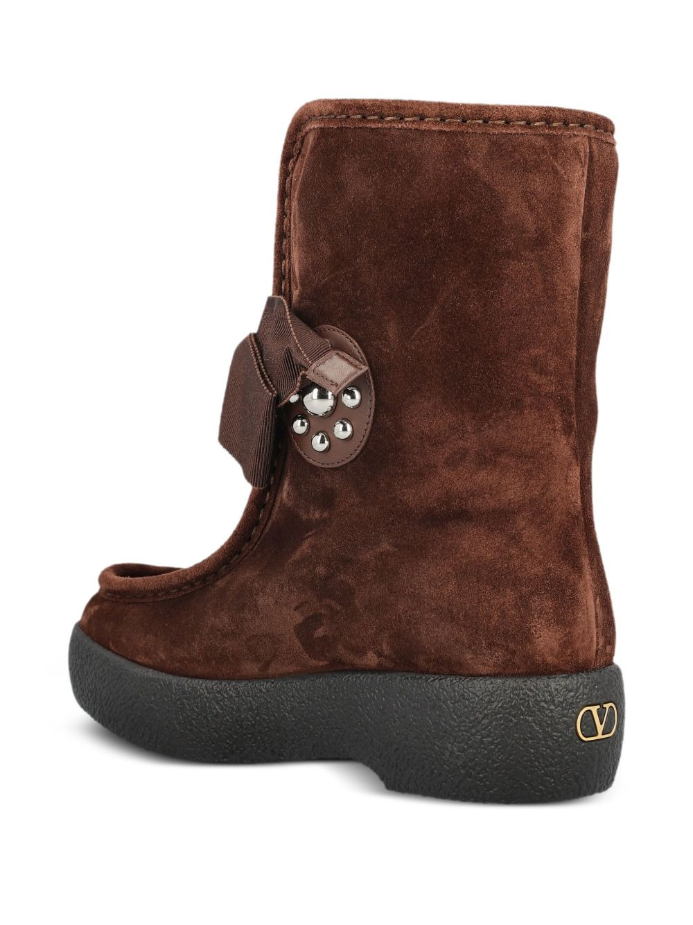bow-embellished suede boots - 4