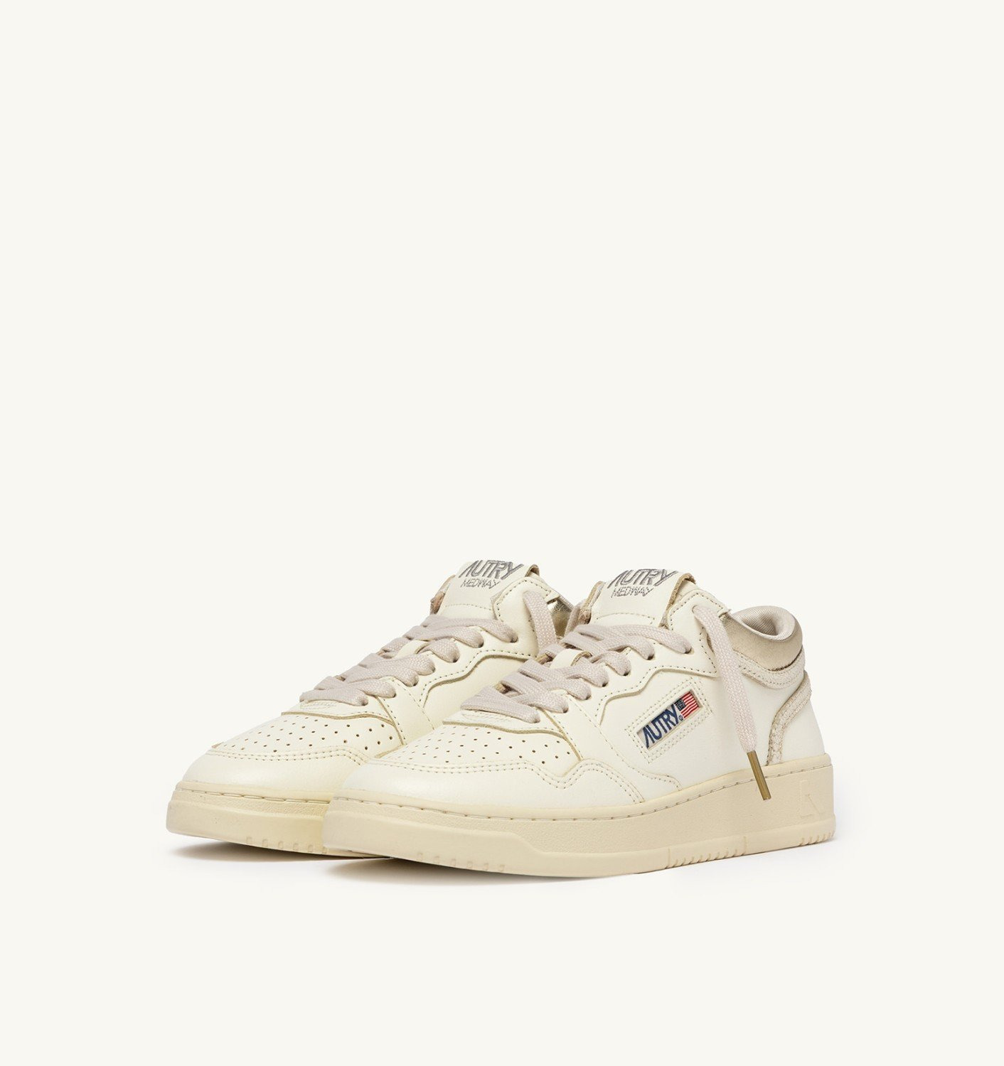 MED-WAY SNEAKERS IN LEATHER COLOR MARSHMALLOW AND PLATINUM - 2