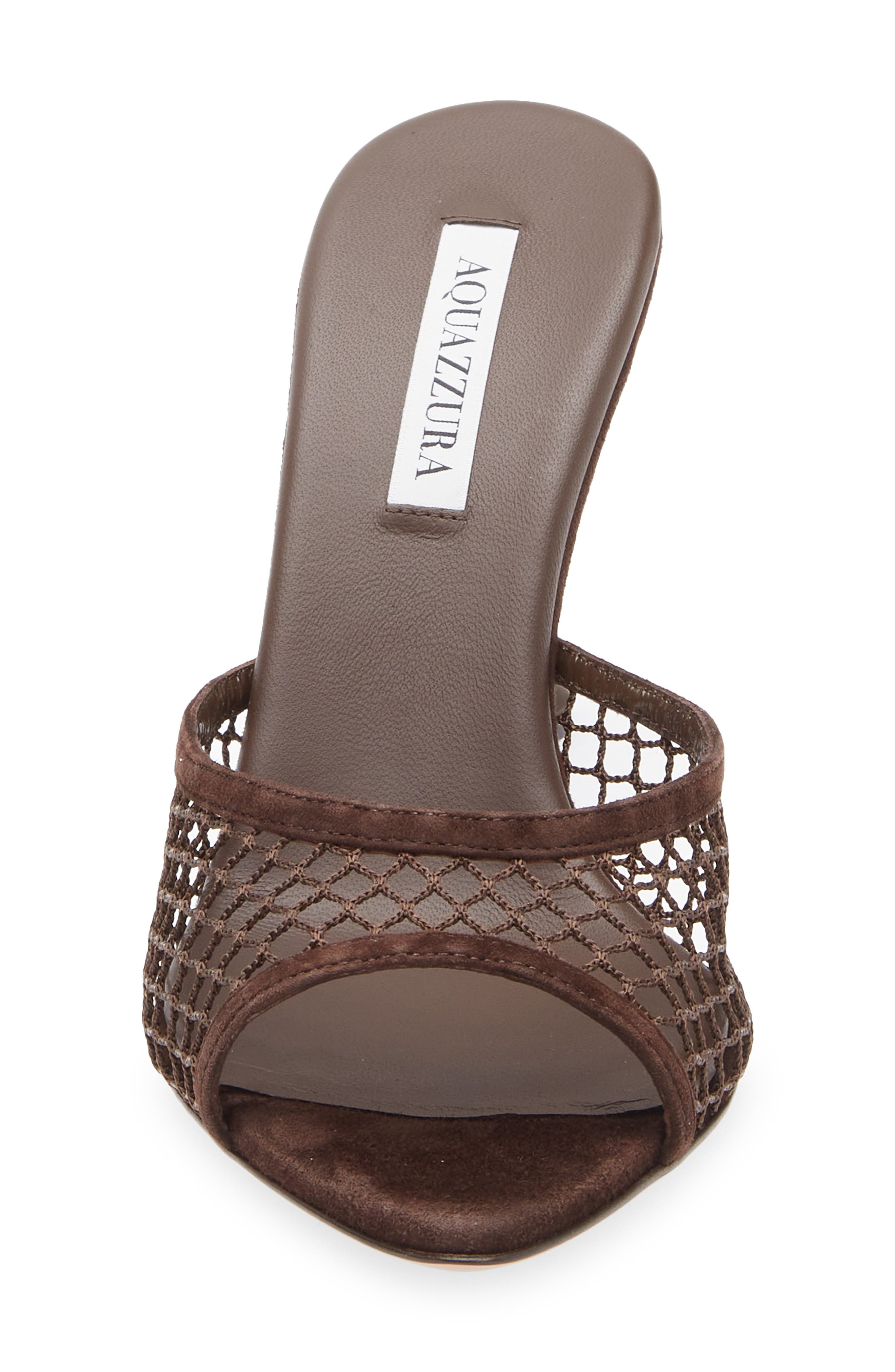 Aquazzura Bisous Mesh Slide Sandal in Espresso at Nordstrom - 4