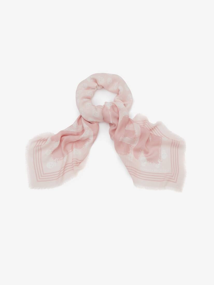 Mcqueen Graffiti Biker Skull Scarf in Rose Pink - 2