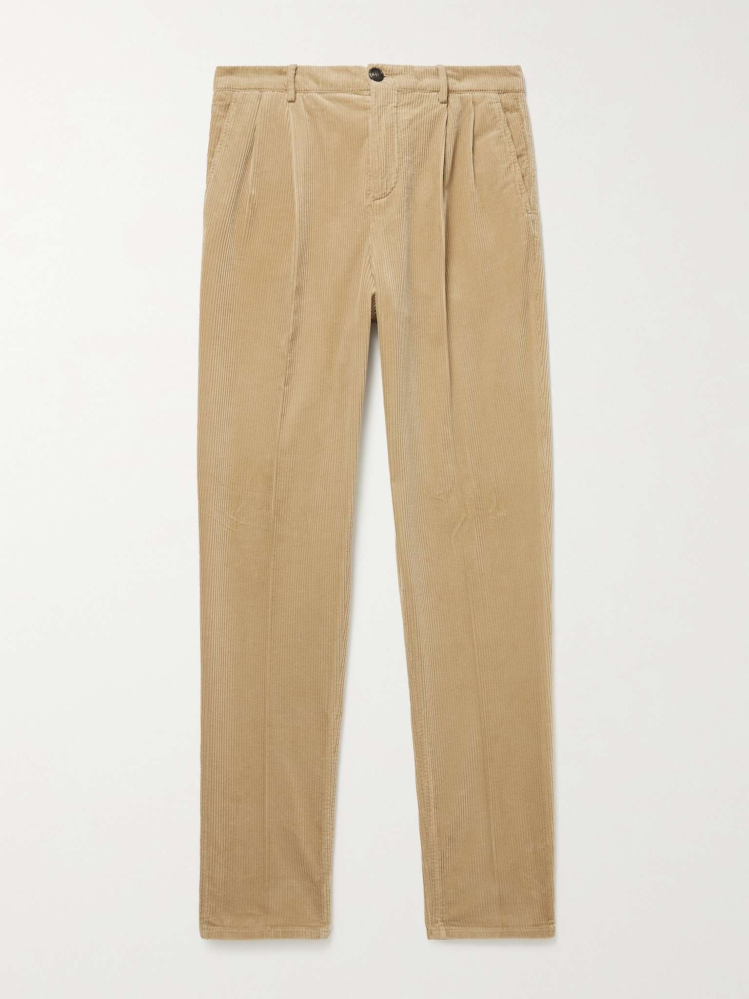 Pleated Cotton-Corduroy Trousers - 1