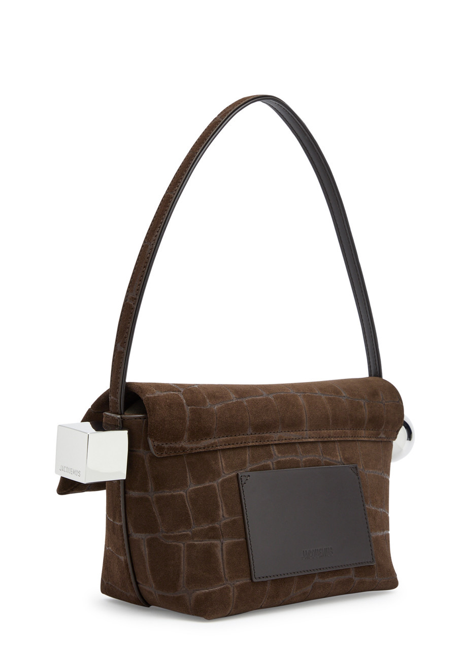 Jacquemus Le Rond Carré Crocodile-effect Suede Shoulder bag - 2