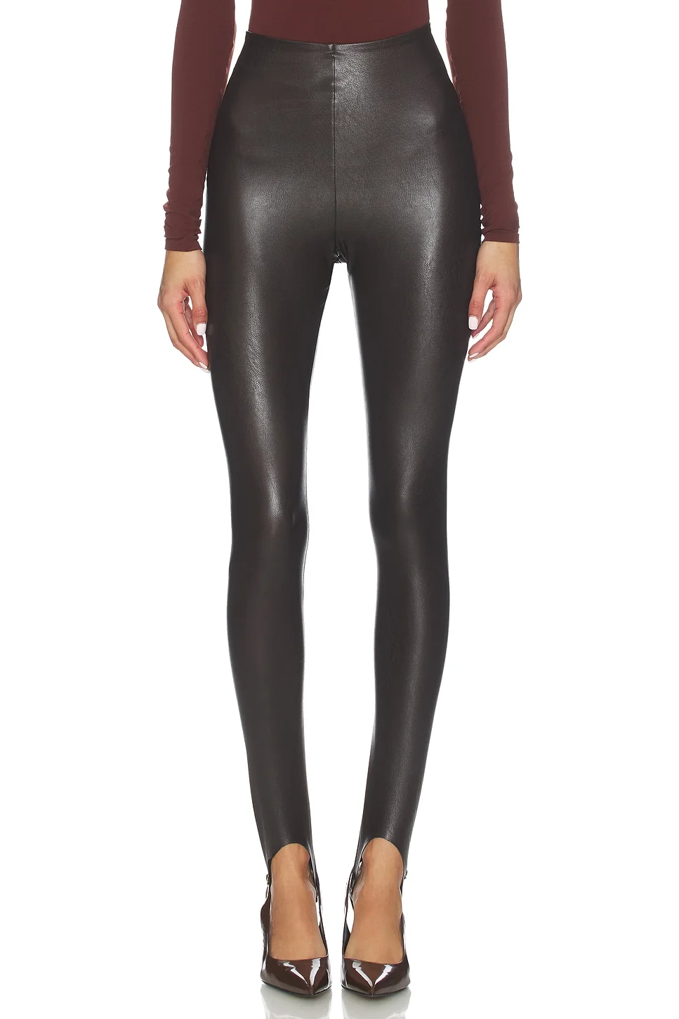 Faux Leather Stirrup Legging - 1