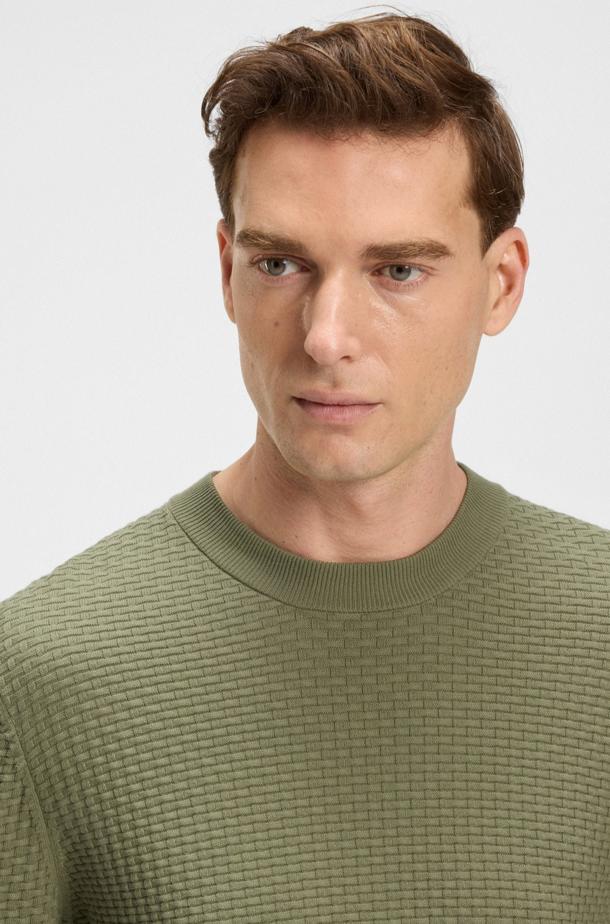 COTTON SWEATER WITH MIXED STRUCTURES - 3
